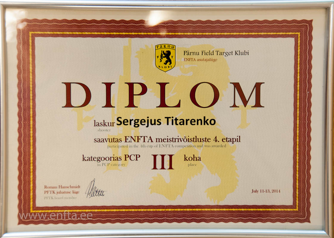 Category PCP III place Sergejus Titarenko 104 out of 150